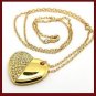 16gb metal gold heart crystal necklace USB 2.0 flash memory pen drive
