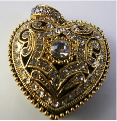 32gb metal black heart gold crystal USB 2.0 flash memory pen drive