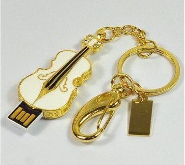 8gb metal gold violin shape USB 2.0 flash memory pen drive
