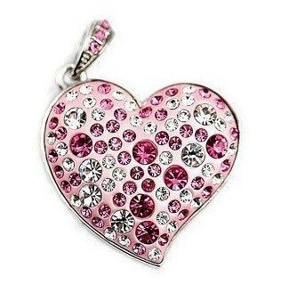 4gb metal pink heart love crystal jewelry shape USB 2.0 flash memory pen drive