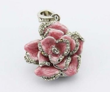 32gb metal pink flower rose crystal jewelry shape USB 2.0 flash memory pen drive