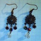 Gunmetal and Glass Earrings