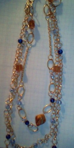 Blue and Gold Draped Necklace