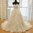 A-line Strapless Sweetheart-neck Crystal Beaded Waistband Organza Wedding Dresses