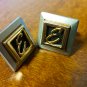 Vintage SWANK Cufflinks Letter E Initial Shadow Box