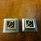 Vintage SWANK Cufflinks Letter E Initial Shadow Box