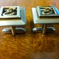 Vintage SWANK Cufflinks Letter E Initial Shadow Box