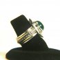 3 Carats Natural Emerald Silver and 14K Gold Ring