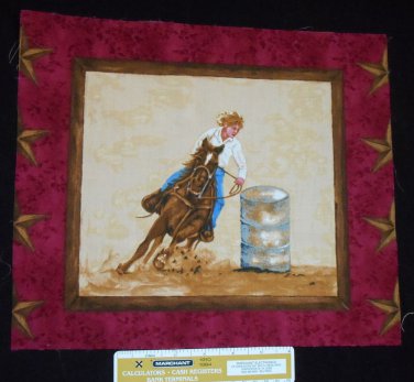 Cowgirl Barrel Racing Fabric Square Crafts Quilting Cotton 11 3/4" x 13 1/2" D