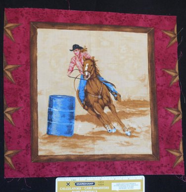 Cowgirl Barrel Racing Fabric Square Crafts Quilting Cotton 11 3/4" x 12 1/2" A