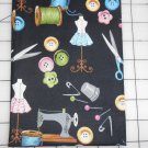 McCall's Fabric Sewing Theme Notions on Black Fabric Windham Fabrics Fat Quarter