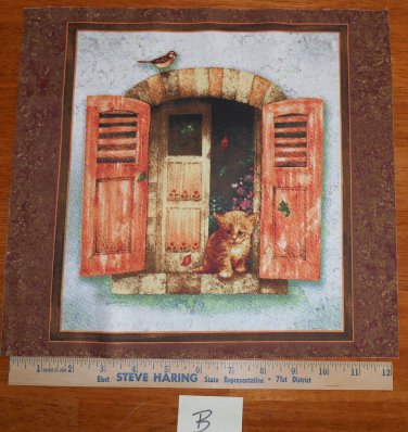 Window Tails Cats in Windows  SPX Fabrics Cotton Square 11 1/2" x 12 1/2 B