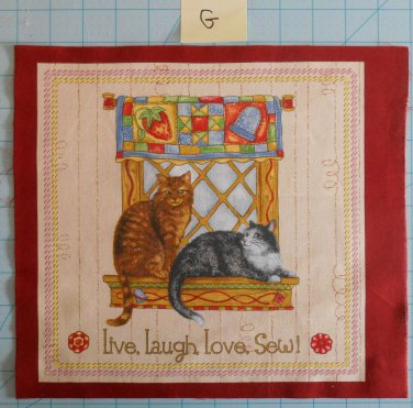 Purrfect Notions Cats Fabric Squares Quilting Cotton RJF Fabrics 10 1/2" x 12 G