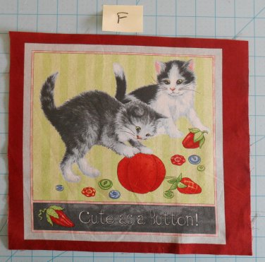 Purrfect Notions Cats Fabric Squares Quilting Cotton RJF Fabrics 10 1/2" x 12 F