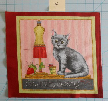 Purrfect Notions Cats Fabric Squares Quilting Cotton RJF Fabrics 10 1/2" x 12 E