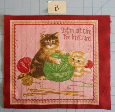 Purrfect Notions Cats Fabric Squares Quilting Cotton RJF Fabrics 10 1/2" x 12 B