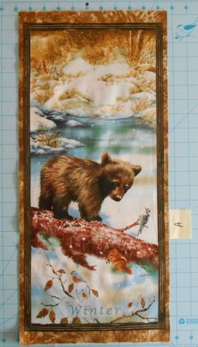 Four Seasons Wee Wildlife Fabric Quilting Cotton Winter Bear 10 1/2" x 23" A