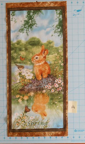 Four Seasons Wee Wildlife Fabric Quilting Cotton Spring Bunny 10 1/2" x 23" D