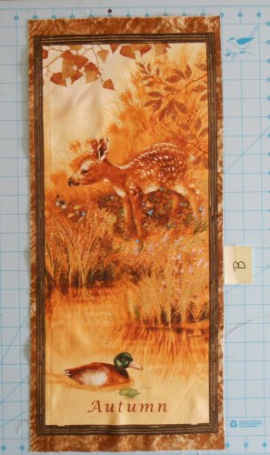 Four Seasons Wee Wildlife Fabric Quilting Cotton Autumn Deer 10 1/2" x 23" B
