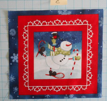 Chilly Silly Snowmates Studio E  Fabric Squares Quilting Cotton 11 1/2" x 11  C