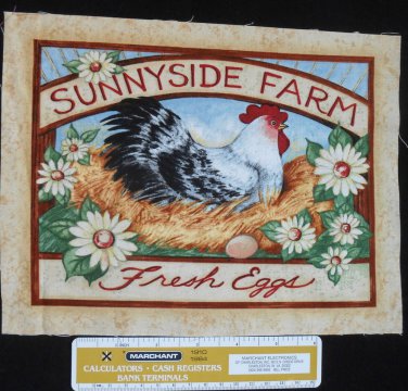 Farm Theme Chicken Sunnyside Farm Fabric Square Crafts Quilting Cotton 8" x 10"