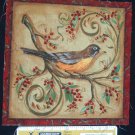 Robin Bird Fabric Square for Crafts or Quilting Cotton  8" x 8"