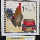Rooster Walk Proud  Fabric Square Crafts Quilting Cotton 8" x 8" A