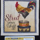 Rooster Strut Your Stuff Fabric Square Crafts Quilting Cotton 8" x 8" D