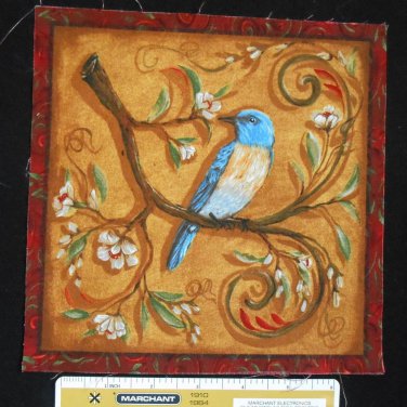Bluebird Fabric Square for Crafts or Quilting Cotton  8" x 8"