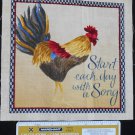 Rooster Start Each Day With Song Fabric Square Crafts Quilting Cotton 8" x 8" B