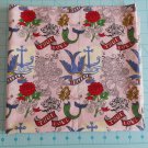 Pink Mermaid Tattoo Fabric Fat Quarter Challis & Roos Fabric Traditions