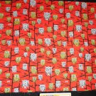 Hoot Owls Red Fabric Remnant 18" x25" Michael Miller