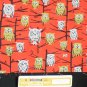 Hoot Owls Red Fabric Remnant 18" x25" Michael Miller