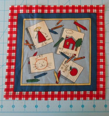 Schoolhouse Drawings  Fabric Square Crafts Quilting Cotton 8 1/2" x  8 1/2"