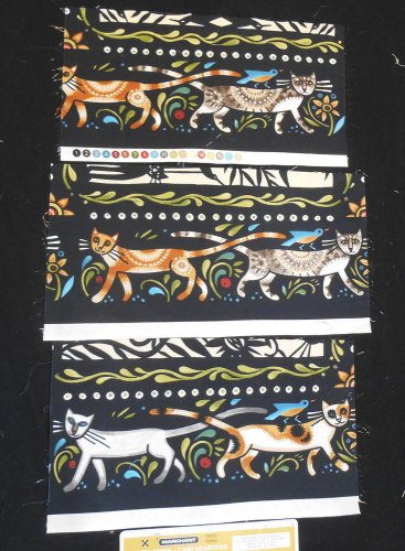 3 Catkin Fabric Border Pieces  In The Beginning Cotton 5 1/2" x 11" Each.