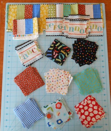 108 Patchwork Pals Alphabet 3 1/2" Squares Plus Extras Fabric Crafts Quilting