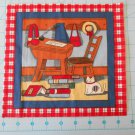 Schoolhouse Desk Fabric Square Crafts Quilting Cotton 8 1/2" x  8 1/2"
