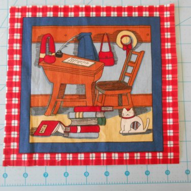 Schoolhouse Desk Fabric Square Crafts Quilting Cotton 8 1/2" x  8 1/2"