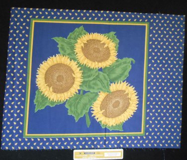Sunflowers Fabric Pillow or Crafts Panel 22" x 17 1/2"