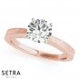 Vintage Milgrain Detail Solitaire Round Diamond Engagement Ring 14K Gold