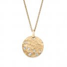 Flat Disc Circle Diamond Necklace 14k Gold