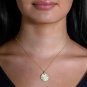 Flat Disc Circle Diamond Necklace 14k Gold