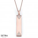 14K FINE ROSE GOLD WITH DIAMONDS BAR DISC SHAPE NECKLACE