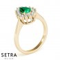 Royalty Halo Right Hand 14kt Pear Cut Emerald & Diamonds Ring