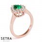 Royalty Halo Right Hand 14kt Pear Cut Emerald & Diamonds Ring