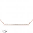One Row Diamond Bar Necklace 14k Rose Gold