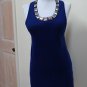 EUC - LINE Dark Blue 100% Cashmere Racer Back Beaded Top/Tunic- Size XS