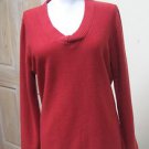 EUC  - JONES NEW YORK Brick Red 100% Cashmere Knotted V-Neck Sweater -Size L