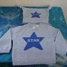 NWOT - BABY GAP Baby Boy's Blue 100% Cashmere 'Star' Sweater & Cap- 3 to 6 mths
