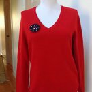 NWT - CHARTER CLUB Deep Red 100% 2-Ply Cashmere V-Neck Sweater - Size M